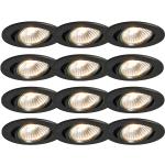 LED bodové svietidlá Qazqa čiernej farby v elegantnom štýle z kovu stmievateľné 12 ks balenie v zľave kompatibilné s GU10 