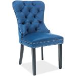 Jedálenské stoličky Signal tmavo modrej farby zo zamatu 