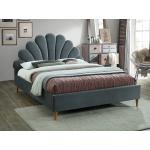 Dvojlôžkové postele Signal sivej farby v modernom štýle s prešívaným vzorom zo zamatu s nohami 