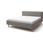 Dvojlôžkové postele sivej farby v škandínávskom štýle z tkaniny s úložným priestorom 