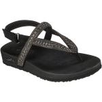 Dámske Sandále Skechers Meditation čiernej farby zo syntetiky vo veľkosti 36 na suchý zips s kamienkami v zľave na leto 