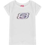 Dievčenské Detské tričká s krátkym rukávom Skechers bielej farby v športovom štýle z bavlny s okrúhlym výstrihom v zľave 