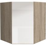 Rohové skrinky Kondela bielej farby v modernom štýle z dubového dreva vysoko lesklý povrch 