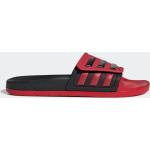 Pánske Plážové šľapky adidas Adilette červenej farby v športovom štýle zo syntetiky vo veľkosti 46 na suchý zips na leto 