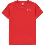 Chlapčenské Detské tričká s krátkym rukávom Slazenger červenej farby v klasickom štýle s vyšívaným vzorom z bavlny s okrúhlym výstrihom vhodné do práčky v zľave 