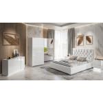 Nočné stolíky bielej farby v elegantnom štýle z kovu s úložným priestorom vysoko lesklý povrch 