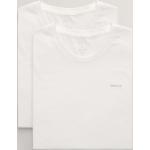 Pánske Tričká s krátkym rukávom Gant bielej farby z bavlny vo veľkosti XXL s okrúhlym výstrihom 
