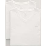 Pánske Tričká s krátkym rukávom Gant bielej farby z bavlny 
