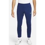 Pánske Elastické nohavice Nike Academy modrej farby s vyšívaným vzorom z polyesteru na zips 