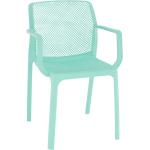 Záhradné stoličky Kondela mätovo zelenej farby v elegantnom štýle z plastu na stohovanie v zľave 
