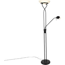Stojacia lampa čierna vrátane LED a stmievača s lampou na čítanie stlmiť do tepla - Empoli