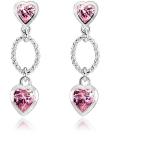 Strieborné náušnice Šperky eshop ružovej farby so zirkónom v zľave na Valentín 