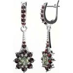 A-B Silver dangle earrings with natural Czech moldavite and garnets jw-AGVG2017-1