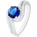 Strieborné prstene Šperky eshop tmavo modrej farby zo striebra so zirkónom 51 