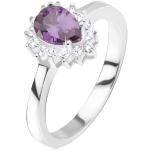 Strieborné prstene Šperky eshop fialovej farby zo striebra so zirkónom 62 