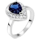 Strieborné prstene Šperky eshop tmavo modrej farby zo striebra so zirkónom 61 