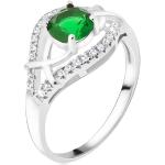 Strieborné prstene Šperky eshop zelenej farby zo striebra so zirkónom 64 