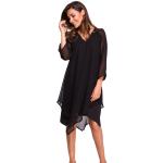 Dámske Letné šaty stylove čiernej farby z polyesteru vo veľkosti XXL s dĺžkou: Pod kolená v zľave 