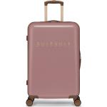 Dámske Stredné cestovné kufre SUITSUIT ružovej farby v elegantnom štýle s kvetinovým vzorom z plastu rotačné kolesá 
