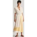 Dámske Plisované sukne Gant bielej farby s pruhovaným vzorom z polyesteru vo veľkosti S s dĺžkou: Pod kolená 
