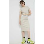 Dámske Midi sukne Tommy Hilfiger TOMMY JEANS béžovej farby z bavlny s dĺžkou: Pod kolená 