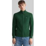 Pánske Kardigany Gant Pique zelenej farby z bavlny vo veľkosti XXL na zips na zimu 