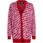 Dámske Designer Kardigany Karl Lagerfeld červenej farby z brokátu na zimu 