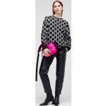 Dámska Designer Jesenná móda Karl Lagerfeld čiernej farby so zábavným motívom s okrúhlym výstrihom s dlhými rukávmi na zimu 