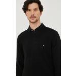 Pánska Jesenná móda Tommy Hilfiger čiernej farby z bavlny s véčkovým výstrihom na zimu 