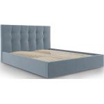 Dvojlôžkové postele svetlo modrej farby v modernom štýle zo zamatu s úložným priestorom 