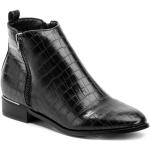 Dámske Členkové čižmy čiernej farby v elegantnom štýle zo syntetiky vo veľkosti 37 na široké nohy na zips na zimu 