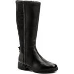Dámske Vysoké čižmy Tamaris čiernej farby z koženky vo veľkosti 42 na štandardné nohy na zips na zimu 
