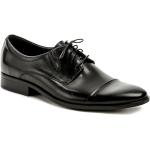 Pánske Spoločenské topánky čiernej farby v elegantnom štýle z kože vo veľkosti 46 na štandardné nohy šnurovacie na jar 
