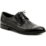 Pánske Spoločenské topánky čiernej farby v elegantnom štýle z kože vo veľkosti 41 na štandardné nohy šnurovacie na jar 