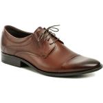 Pánske Spoločenské topánky hnedej farby v elegantnom štýle z kože vo veľkosti 46 na štandardné nohy šnurovacie na jar 