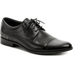 Pánske Spoločenské topánky čiernej farby v elegantnom štýle z kože vo veľkosti 42 na štandardné nohy šnurovacie na jar 