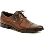 Pánske Spoločenské topánky hnedej farby v elegantnom štýle z kože vo veľkosti 42 na štandardné nohy šnurovacie na jar 