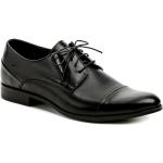 Pánske Spoločenské topánky čiernej farby v elegantnom štýle z kože vo veľkosti 41 na štandardné nohy šnurovacie na jar 