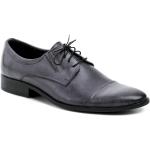 Pánske Spoločenské topánky sivej farby v elegantnom štýle z kože vo veľkosti 48 na štandardné nohy šnurovacie na jar 