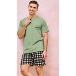 Pánske Krátke pyžamá taro zelenej farby z bavlny 