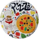 Taniere Kondela bielej farby z keramiky vhodné do úmývačky riadu s motívom: Pizza v zľave s priemerom 30 cm 