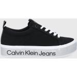 Dámske Plátené tenisky Calvin Klein Jeans čiernej farby z tkaniny vo veľkosti 37 