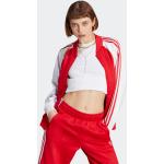 Dámske Športové bundy adidas Adicolor červenej farby z polyesteru na zips v zľave udržateľná móda 