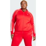 Dámske Športové bundy adidas Adicolor červenej farby z bavlny Oversize na zips udržateľná móda 