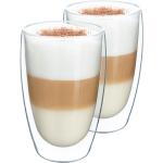 Šálky na latte Kondela transparentnej farby zo skla s dvojitým sklom objem 450 ml 2 ks balenie s motívom: Čokoláda v zľave 