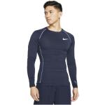 Pánske Termo tričká Nike námornícky modrej farby v športovom štýle z polyesteru vo veľkosti XXL s dlhými rukávmi 