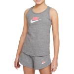 Dievčenské Detské tielka Nike Sportswear sivej farby v športovom štýle z bavlny s okrúhlym výstrihom 