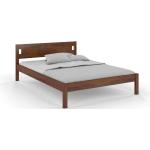 Dvojlôžkové postele Skandica tmavo hnedej farby v minimalistickom štýle z dreva s nohami 