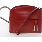 Dámske Elegantné kabelky tmavo červenej farby v party štýle z hovädzej kože na zips 