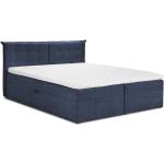 Boxspring postele tmavo modrej farby v modernom štýle s úložným priestorom 